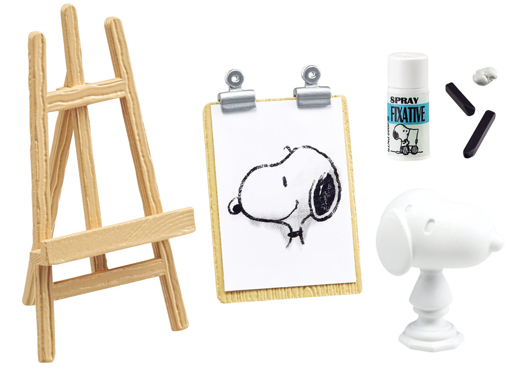 Peanut Snoopy's Art Studio 1. Drawing Set For Dollhouse 2022 Re-ment