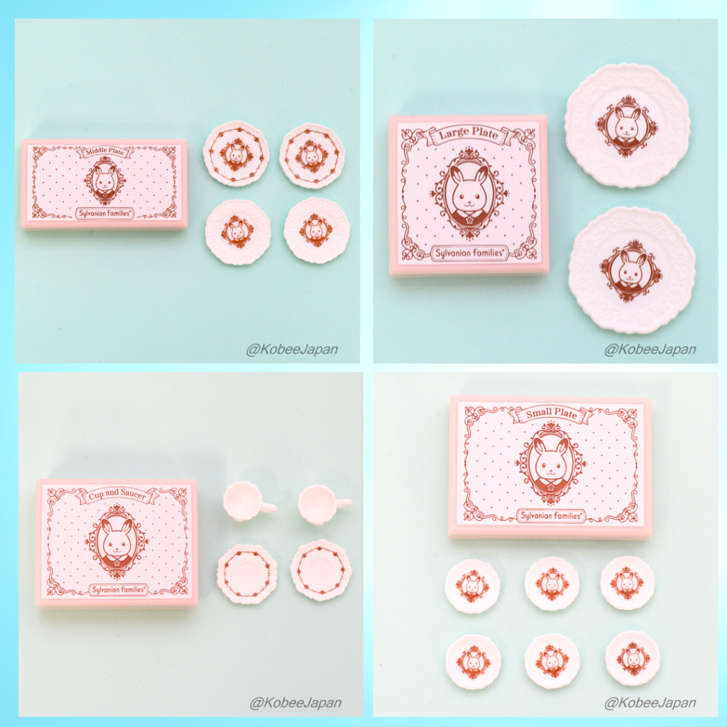 Set de 4 piezas de vajilla de regalo de juguete Capsules 2023 Sylvanian Families Calico Critters