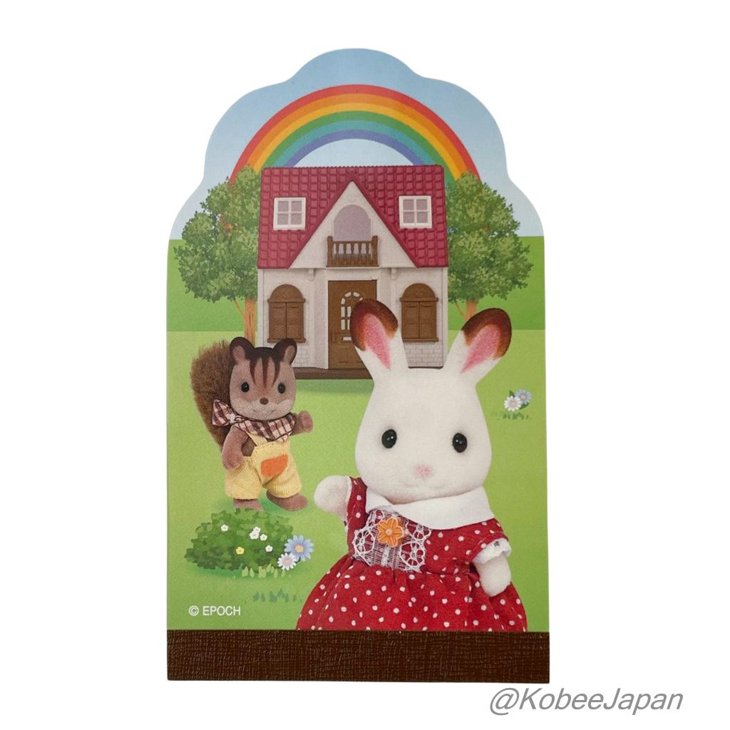 Bloc-notes découpé Maison au toit rouge Lapin en chocolat Écureuil noix Familles Sylvanian Calico Critters