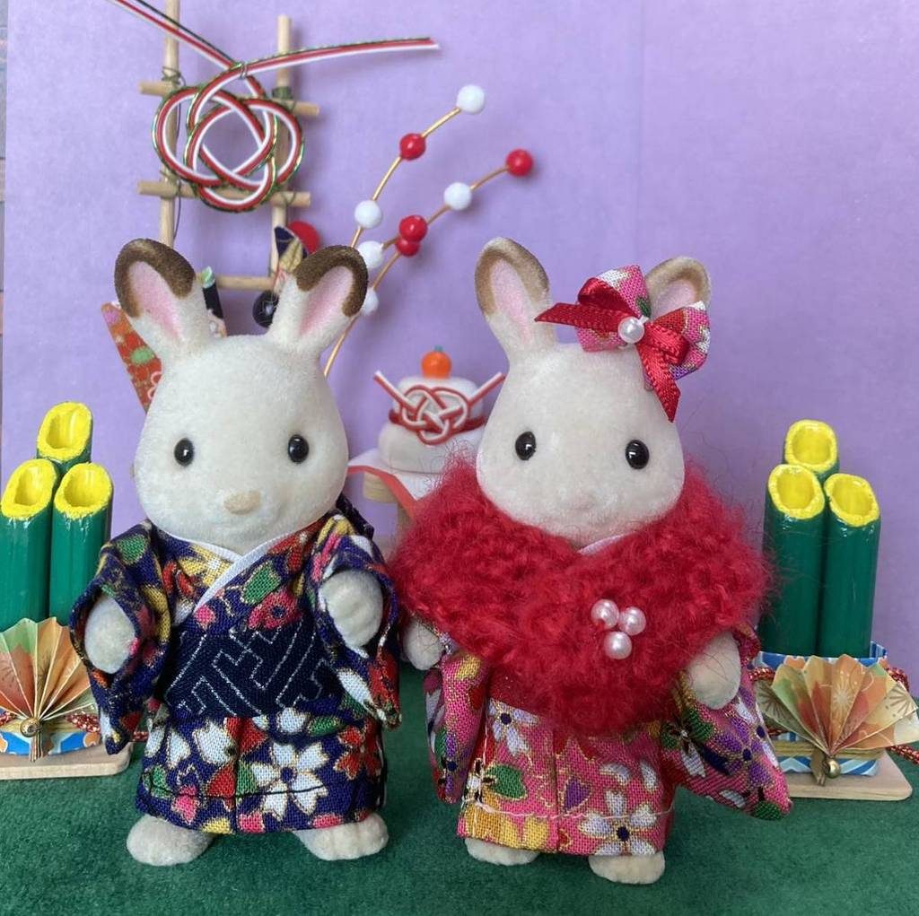 ENSEMBLE KIMONO FAIT MAIN POUR PÈRE ET MÈRE ROSE/BLEU Fait main au Japon