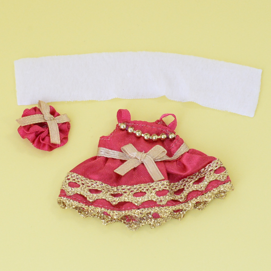 Girl's Red Dress With Necklace Fan Club Sylvanian Families Calico Critters