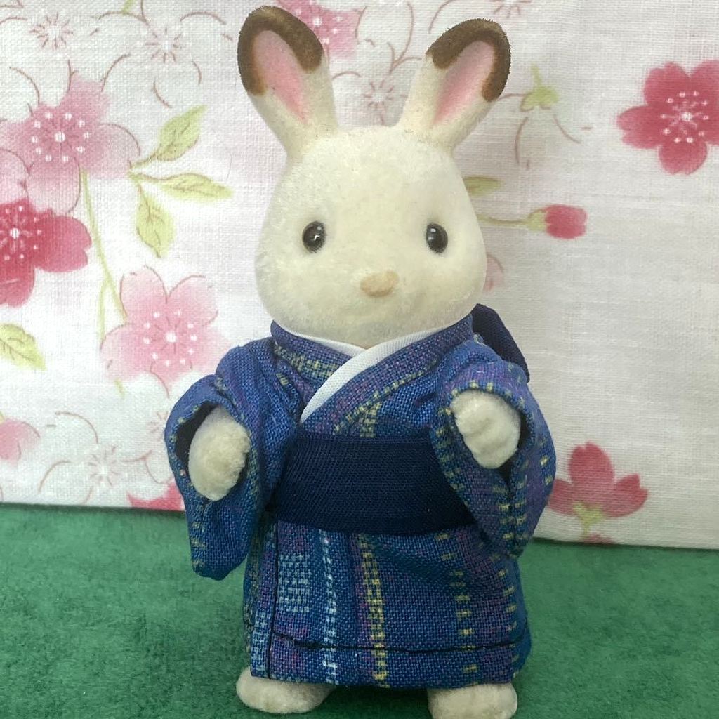 كيمونو يدوي الصنع للأب مخطط أزرق صنع في اليابان