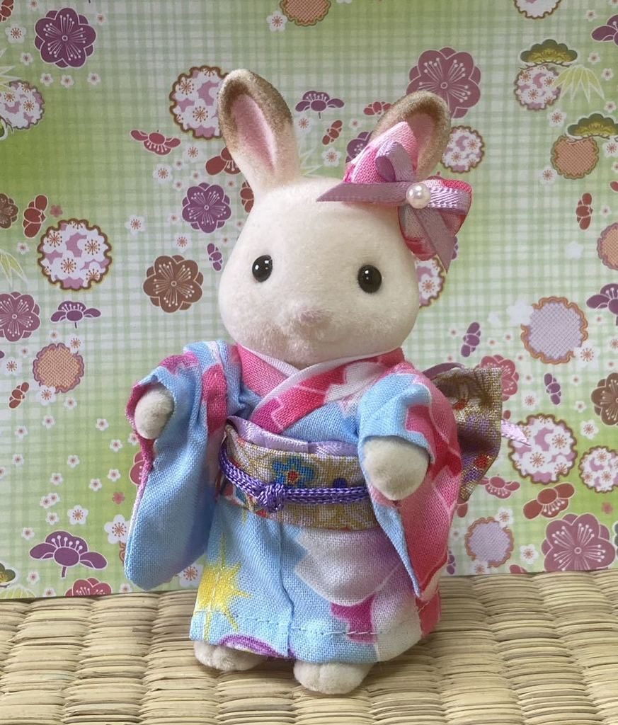 KIMONO FAIT MAIN POUR MÈRE BLEU CLAIR/ ROSE SAKURA Fait main au Japon