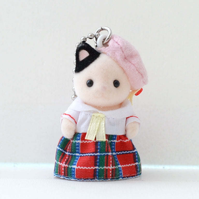 Porte-clés Chat Charbon Écolière Style Marin 96030 Sylvanian Families Calico Critters