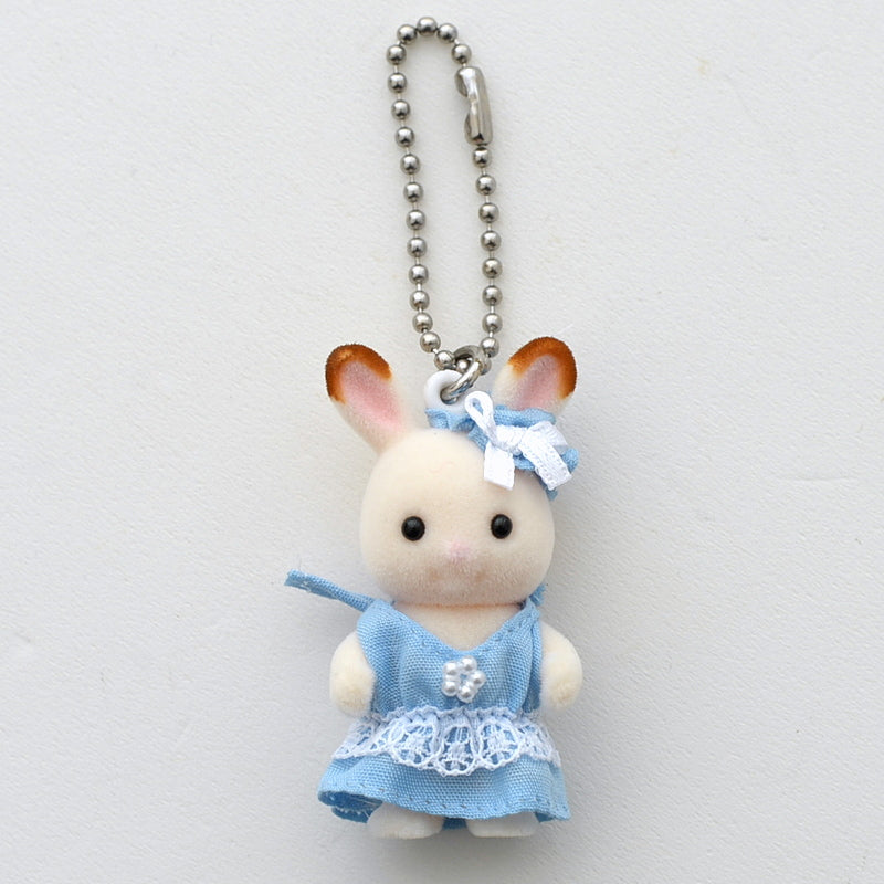 Key Chain Chocolate Rabbit Light Blue Dress 4877 Sylvanian Families Calico Critters