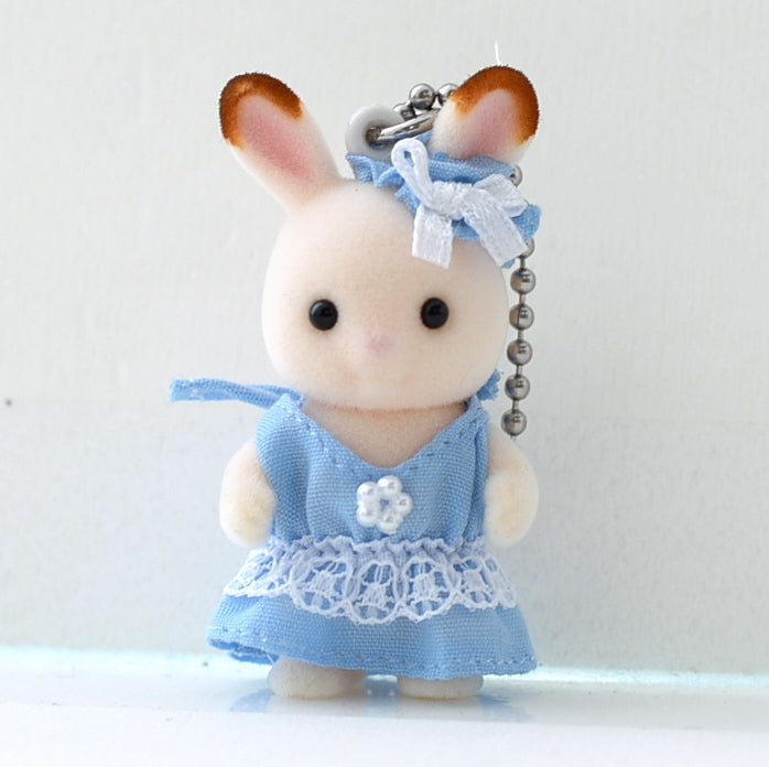 Key Chain Chocolate Rabbit Light Blue Dress 4877 Sylvanian Families Calico Critters