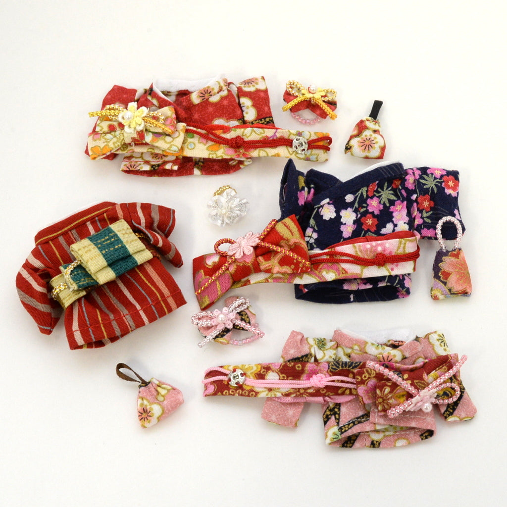 كيمونو يدوي الصنع للأم والفتاة بنقشة زهور/مخططة