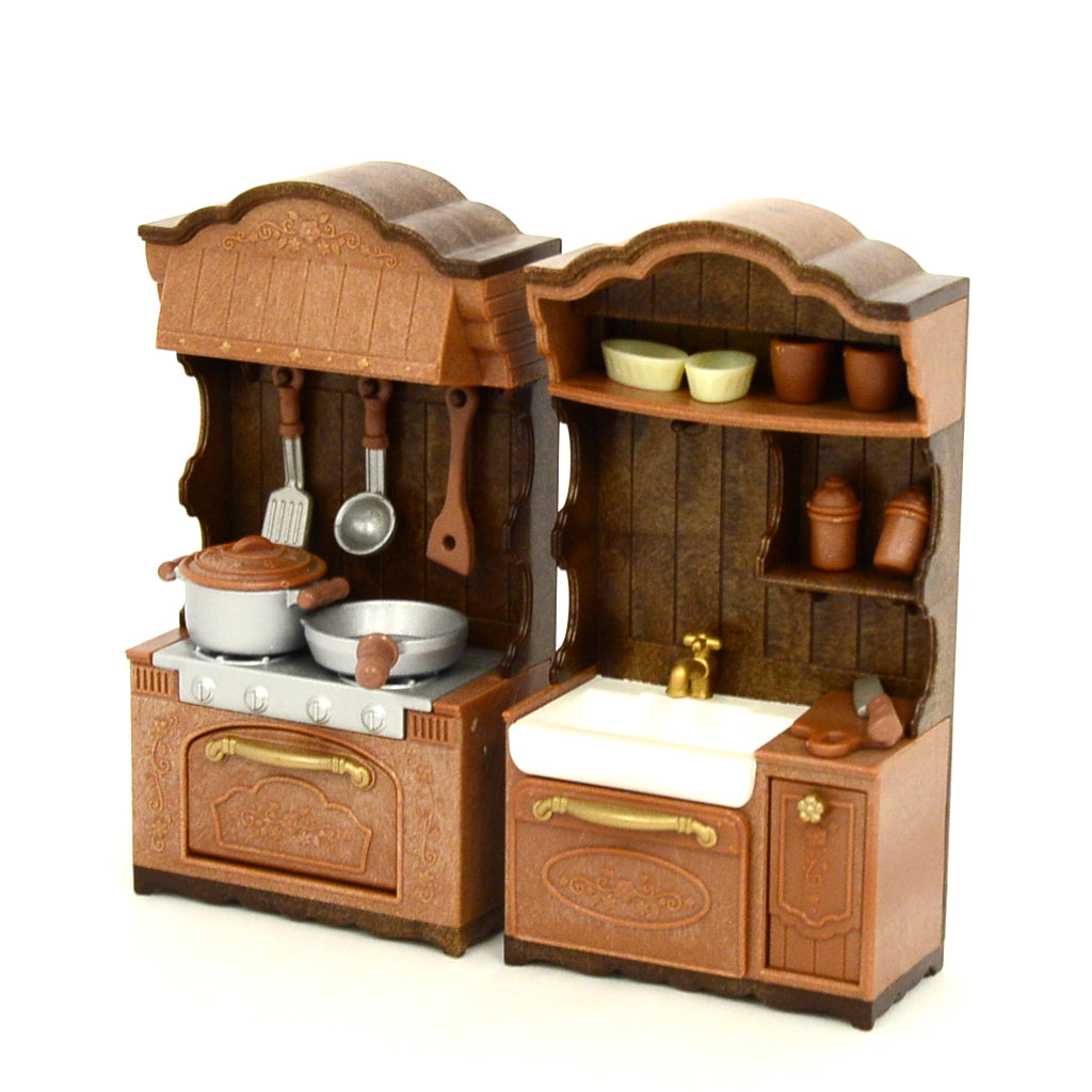 Classic Brown Kitchen Stove Sink Set 2019 14195 Sylvanian Families Calico Critters