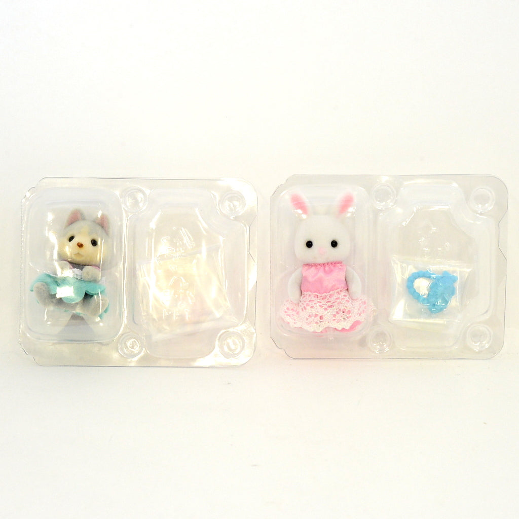 SÉRIE BÉBÉS AMIS DE LA MER LAPIN BLANC ET BÉBÉ HUSKY Calico Sylvanian Families