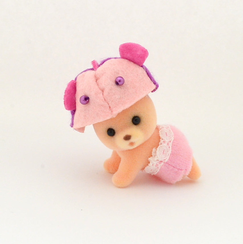 Baby Aqua Parade Series Baby Bear With Purple Fish Hat 2022 Sylvanian Families Calico Critters