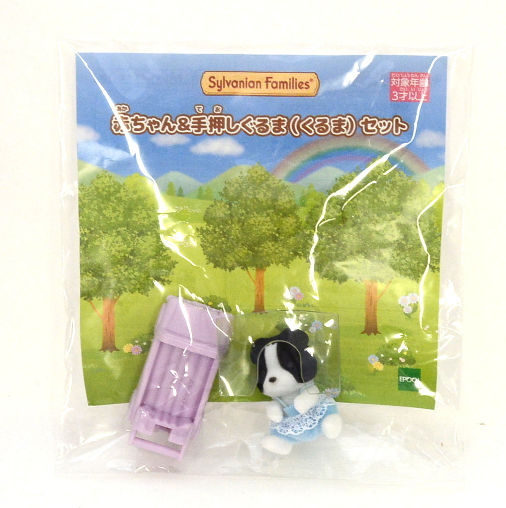 Baby Border Collie et Ensemble Voiture à Pousser Sylvanian Families Calico Critters