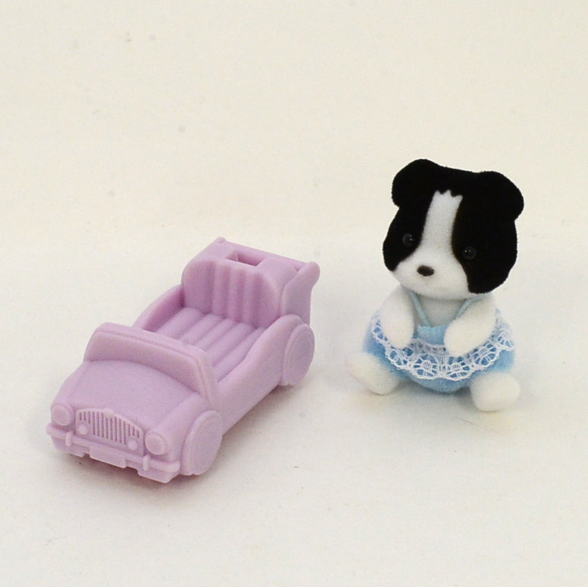 Baby Border Collie et Ensemble Voiture à Pousser Sylvanian Families Calico Critters