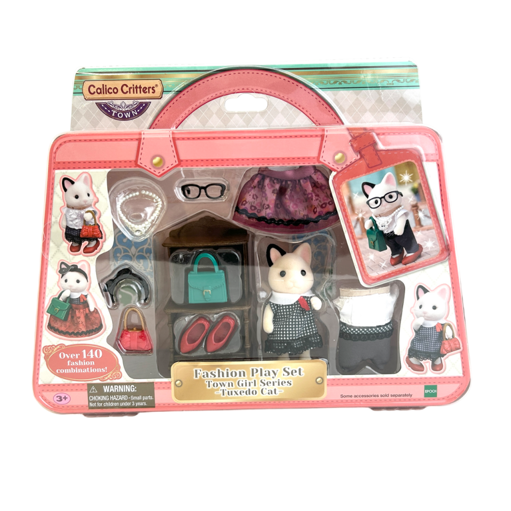 Ensemble de jeu mode série Fille de la ville Chat Smoking Chat Charbon CC3050 Familles Sylvanian Calico Critters