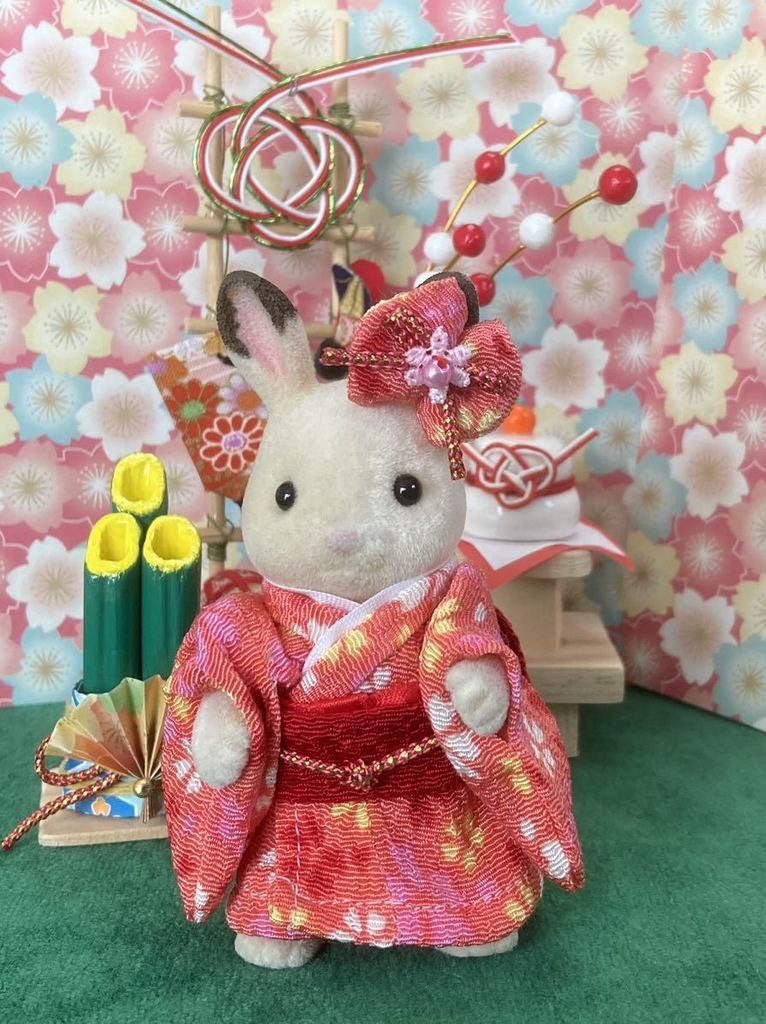 كيمونو يدوي الصنع للأم كريب أحمر/وردي ياباني الصنع