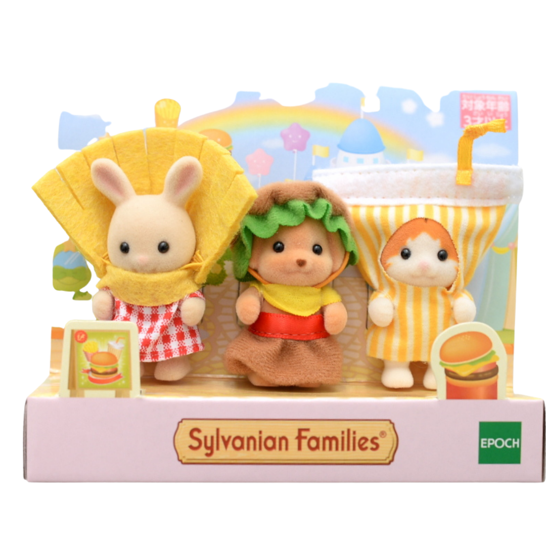 35th Anniversary The Baby Trio Hamburger Set 2021 14804 Sylvanian Families Calico Critters