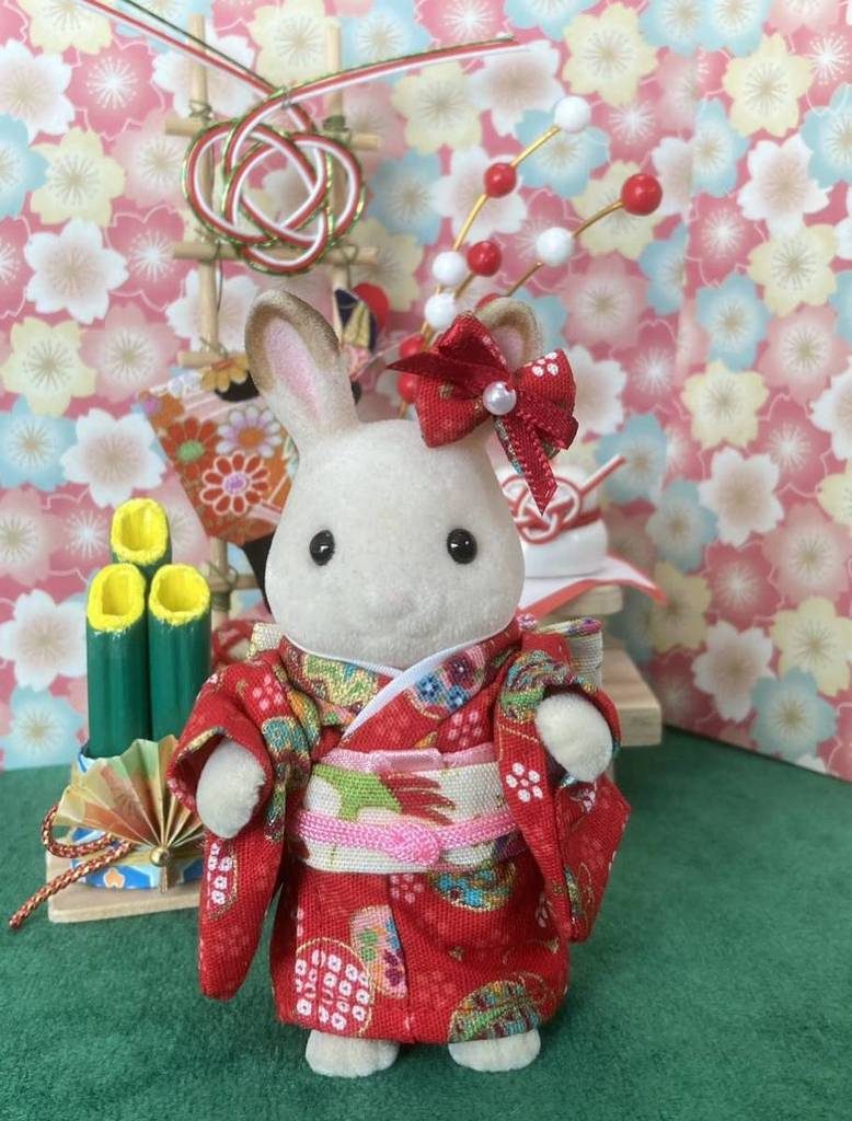 KIMONO FAIT MAIN POUR MÈRE ROUGE/BLANC Fait main au Japon