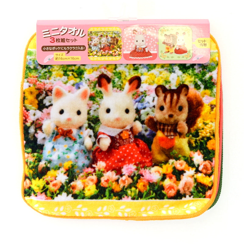 Lot de 3 mouchoirs-serviettes 16 x 16 cm 2021 Sylvanian Families Calico Critters