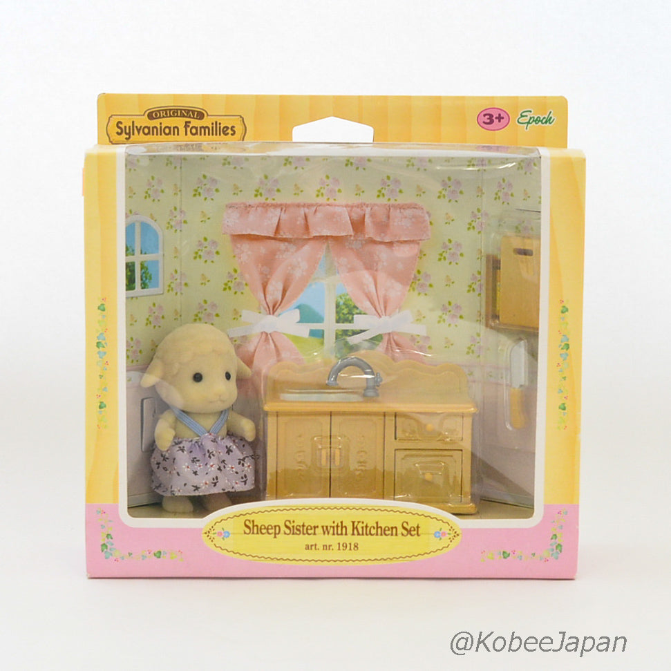 Sheep Sister With Kitchen Set Sylvanian Families Calico Critters