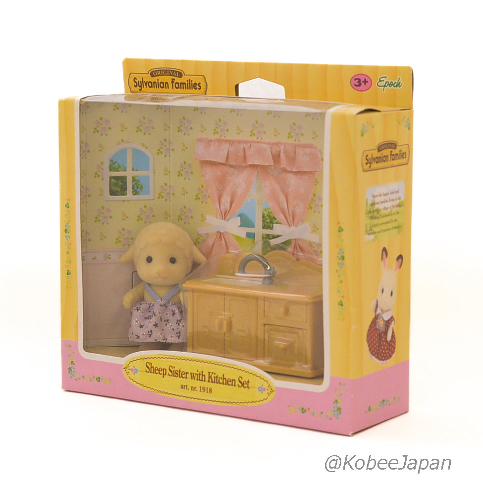 Sheep Sister With Kitchen Set Sylvanian Families Calico Critters