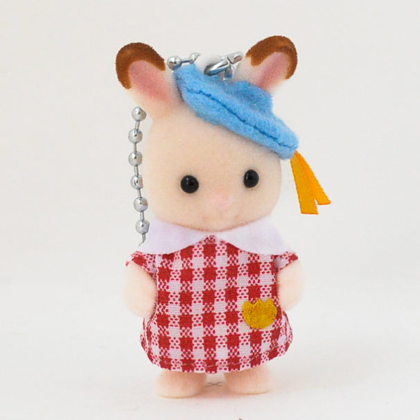 Key Chain Chocolate Rabbit Nursery Plaid Dress 5571 Sylvanian Families Calico Critters