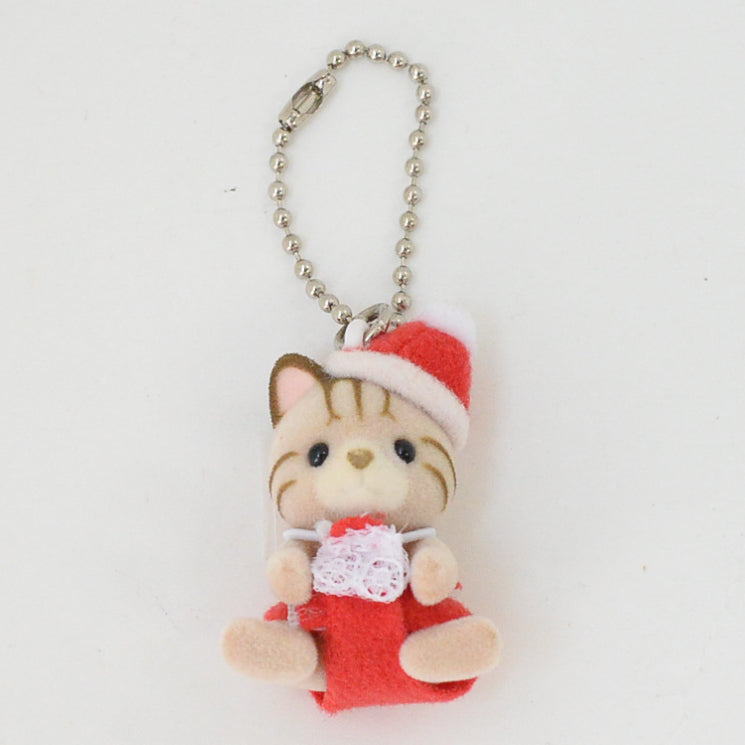 Key Chain Striped Cat Santa Clause Sylvanian Families Calico Critters