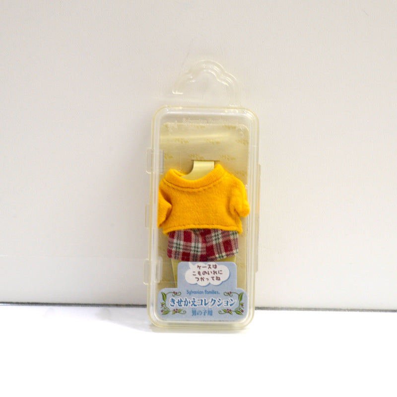 طقم ملابس للأولاد بنقشة مربعات برتقالية D-03 عائلات سيلفانيان كاليكو كريترز