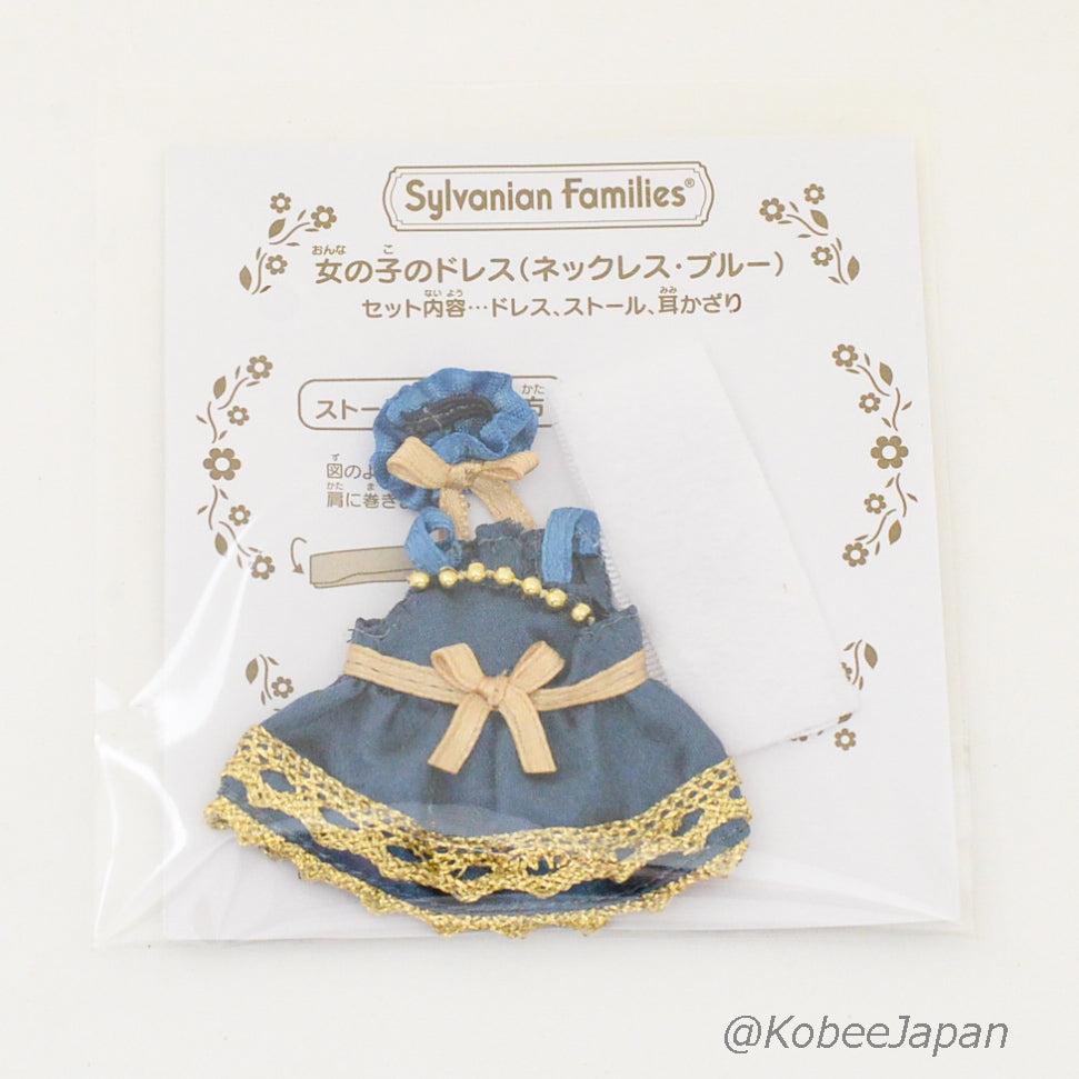 Girl's Blue Dress With Necklace Fan Club 96883 Sylvanian Families Calico Critters