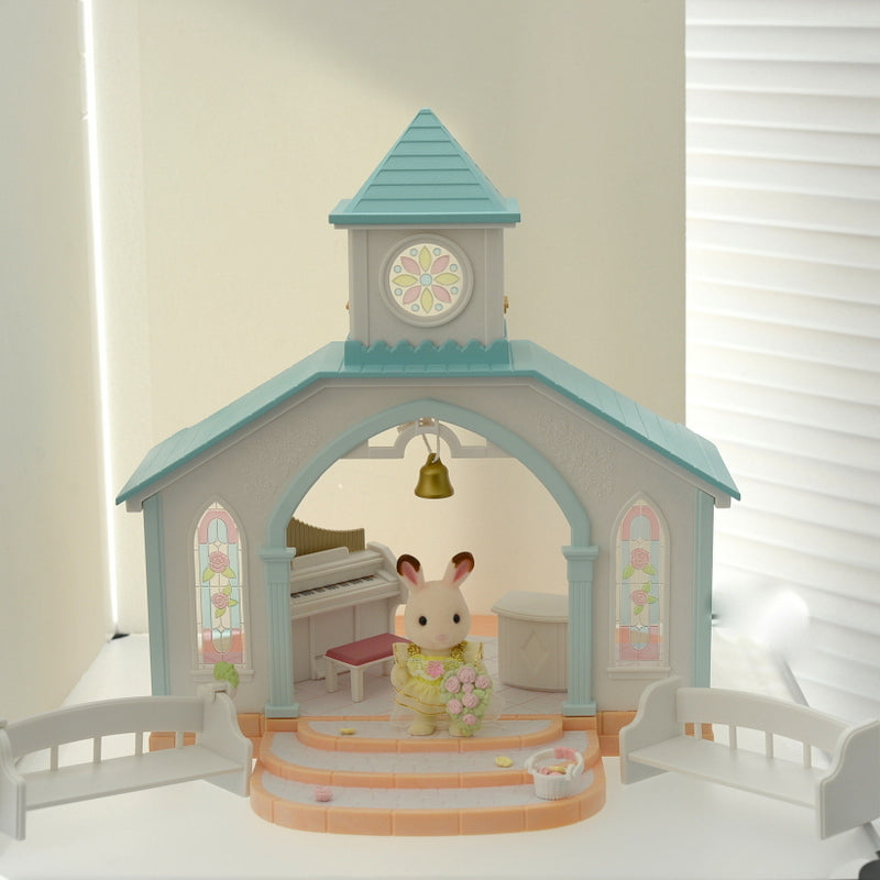 Forest Wedding Chapel Pastel Sky Bule Fan Club 14132 Sylvanian Families Calico Critters