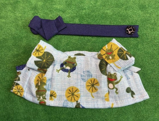 Yukata for Father Light Blue with Flog Pattern Handmade