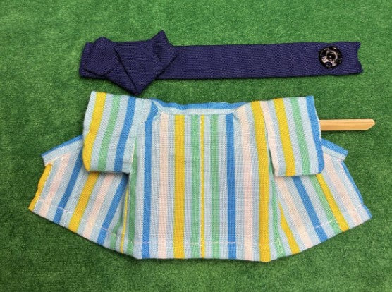 Yukata for Father Light Blue with Stripe Pattern Handmade