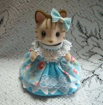 Blue Rose Overskirt Dress Handmade