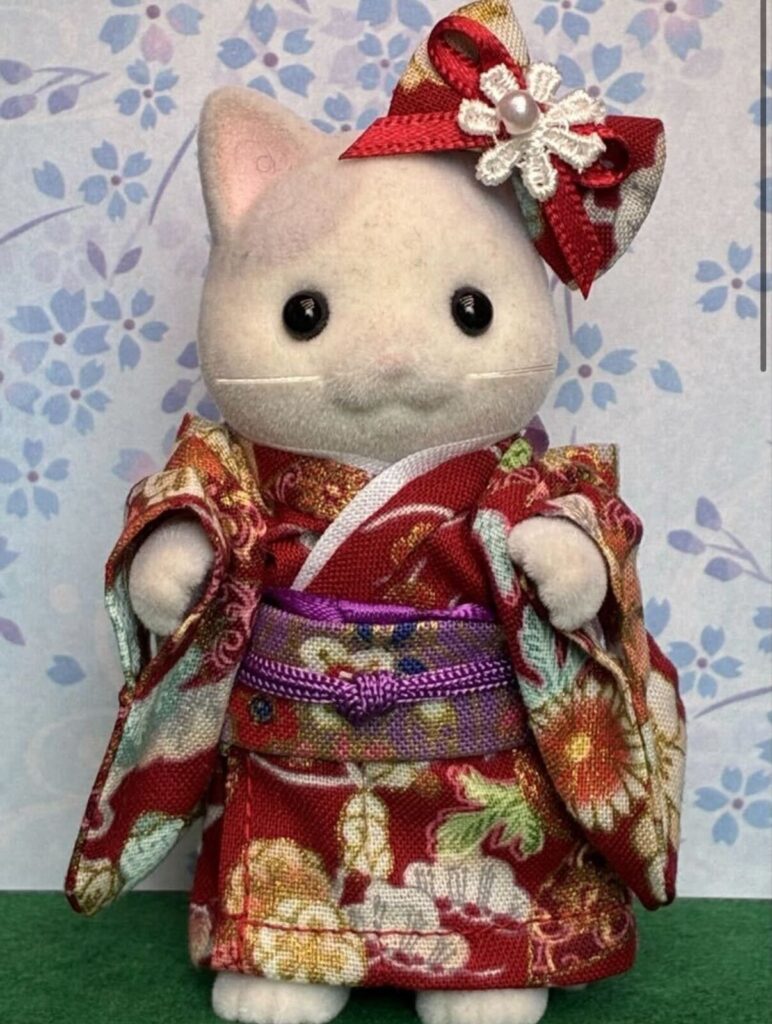 Kimono floral rouge fait main pour maman