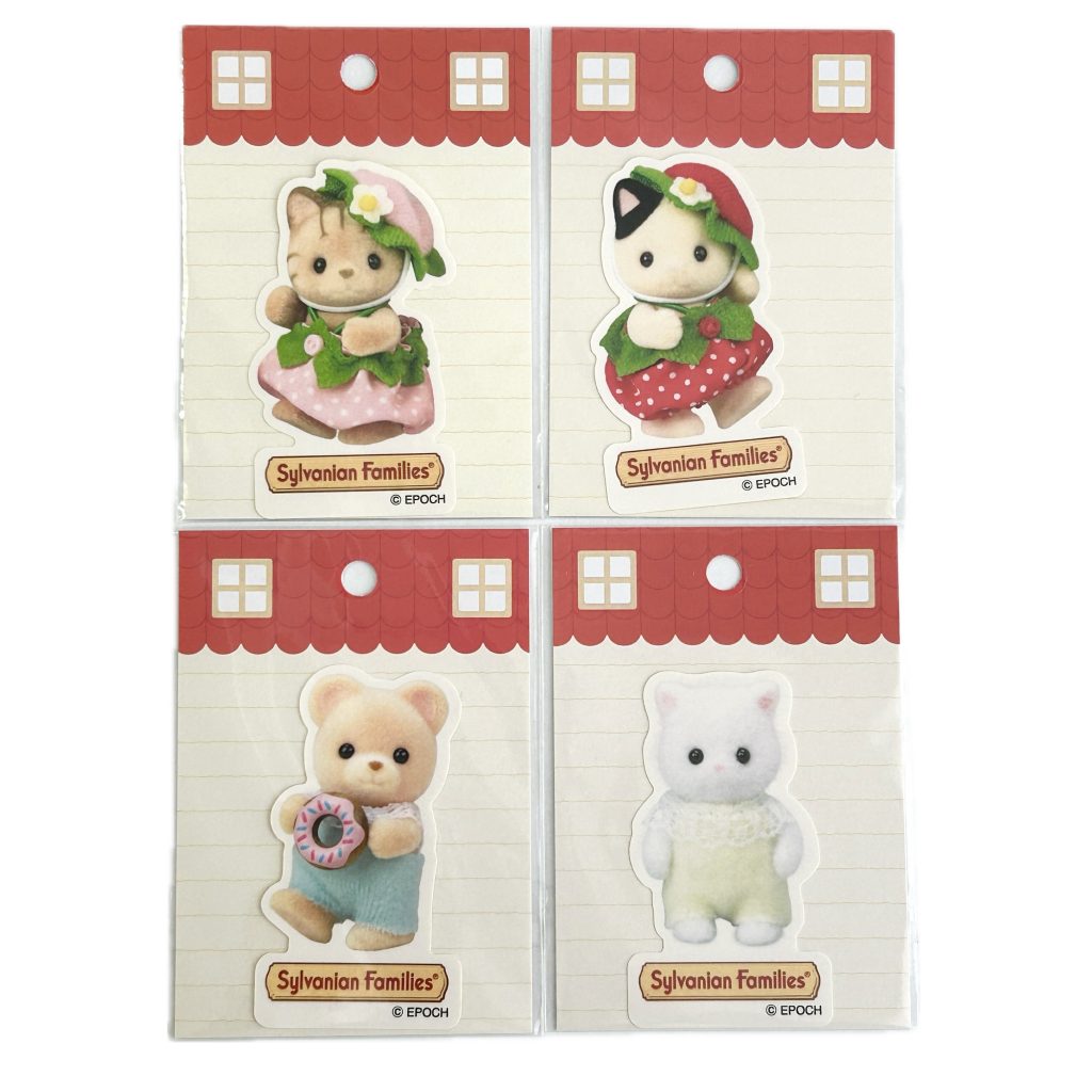 Four Stickers Set Strawberry Baby Bear Persian Cat Sylvanian Families Calico Critters