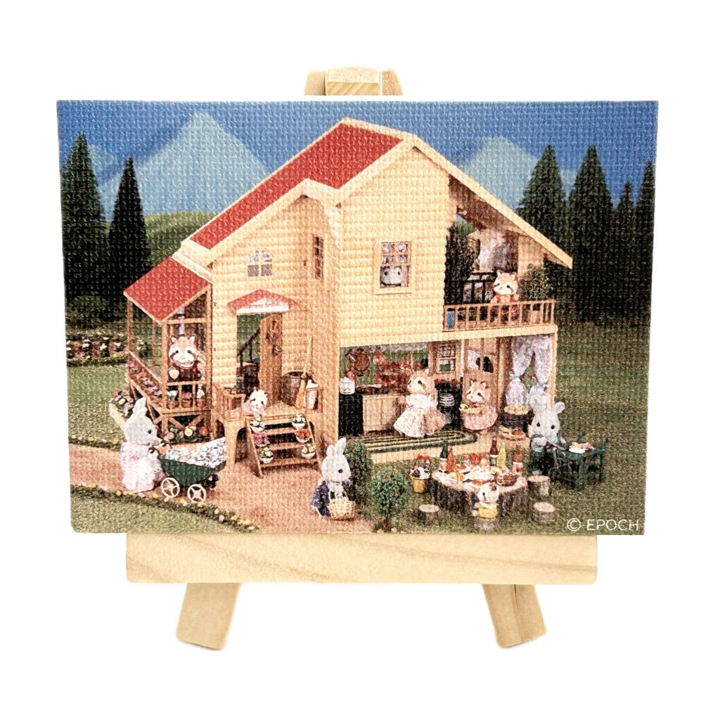 تصميم معرض الذكرى الأربعين لـ Mini Canvas بيت بلدة مع سقف أحمر Sylvanian Families Calico Critters
