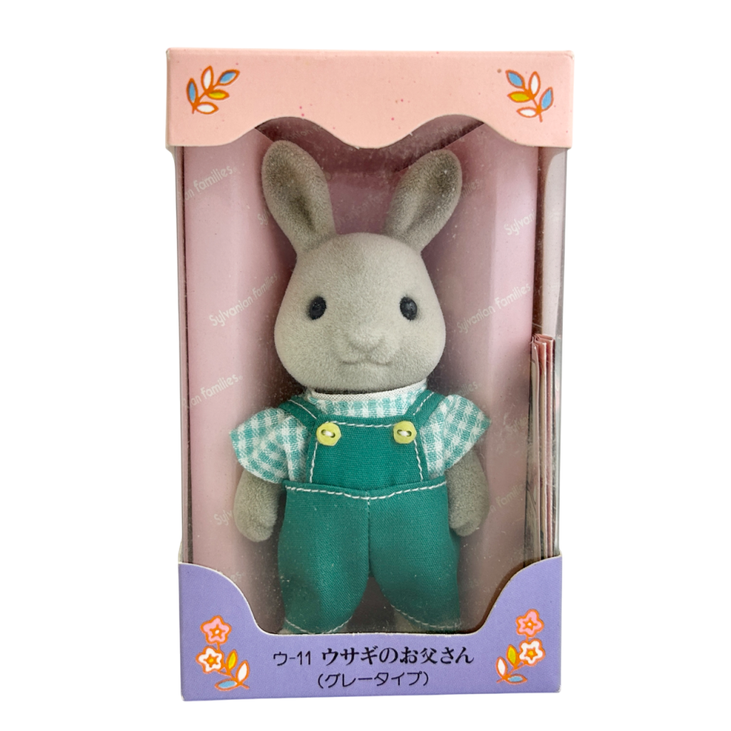 Conejo Gris Vintage Babblebrook Padre U-11-850 1985 Familias Sylvanian Calico Critters