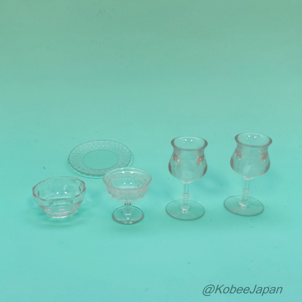 Colección de vajilla 4 Cristalería para casa de muñecas Re-ment