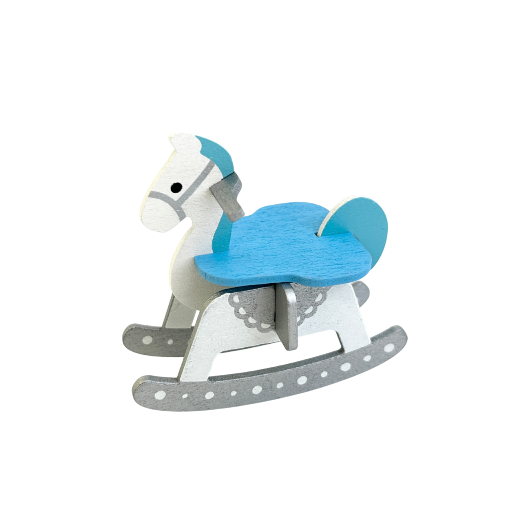 Caballito mecedora en miniatura azul Seria