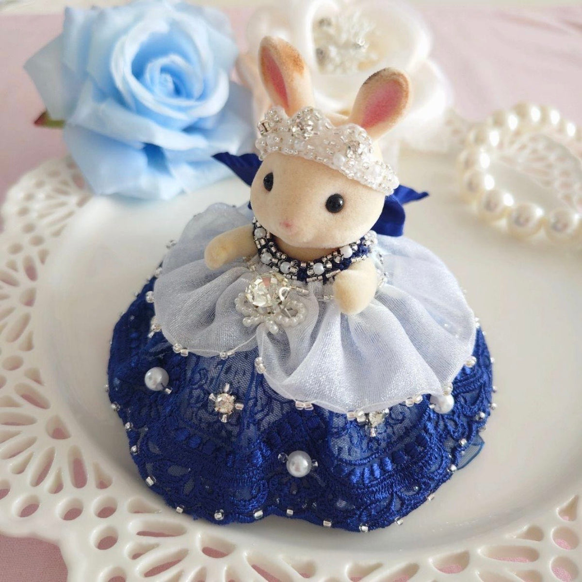 Royal Blue Lace Tiered Dress Handmade