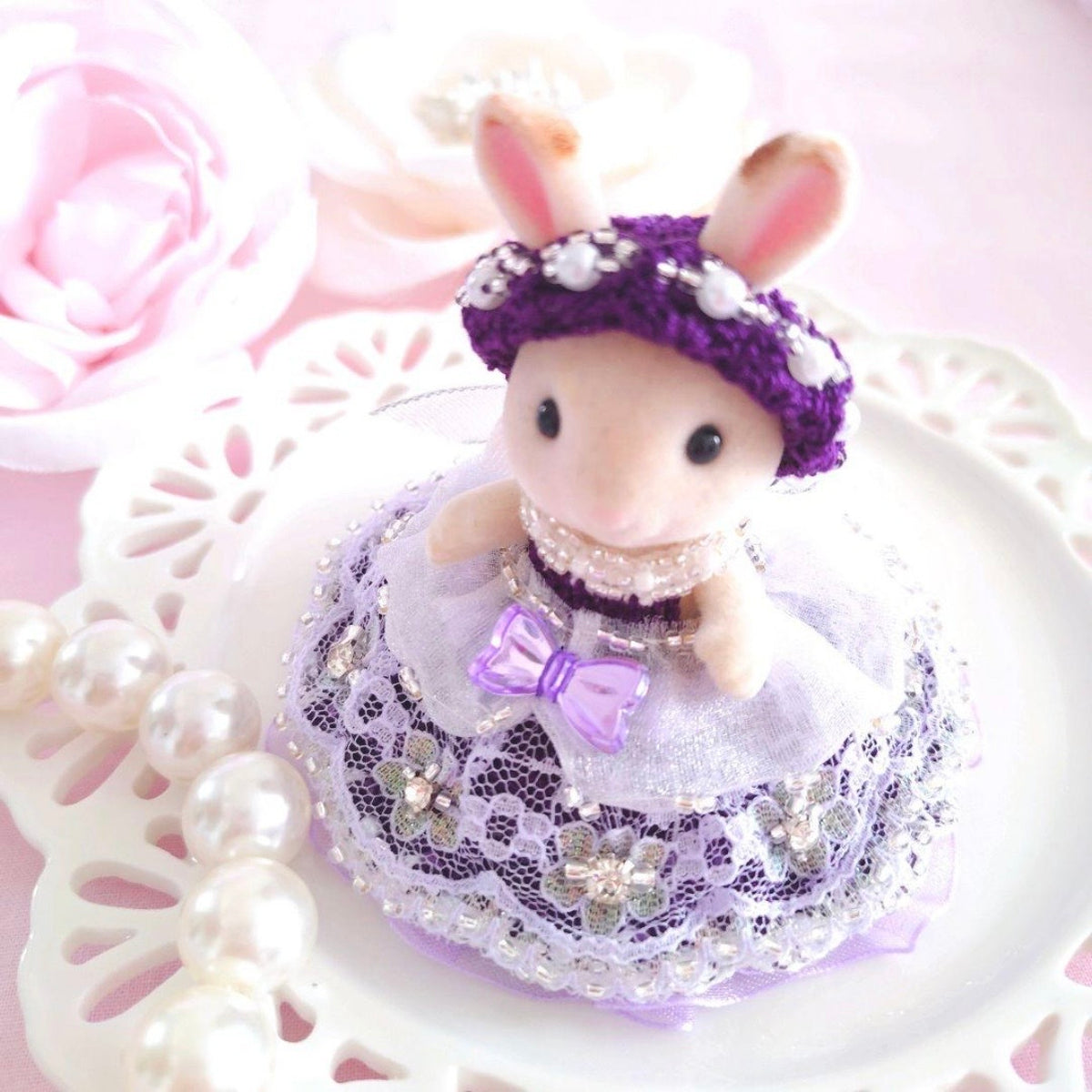 Purple Lace Tiered Dress Handmade