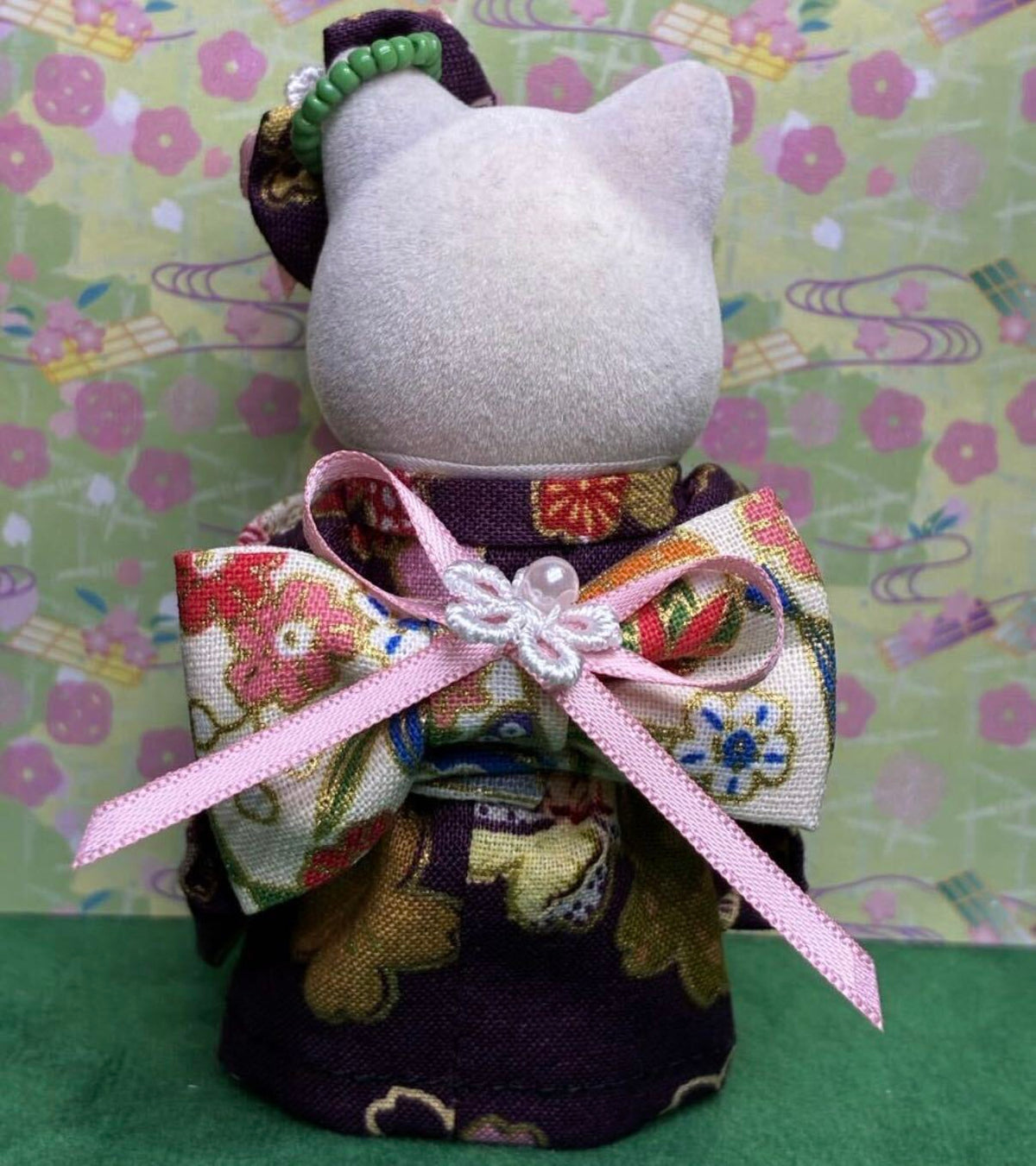 Purple Floral Kimono Set for Mother Handmade