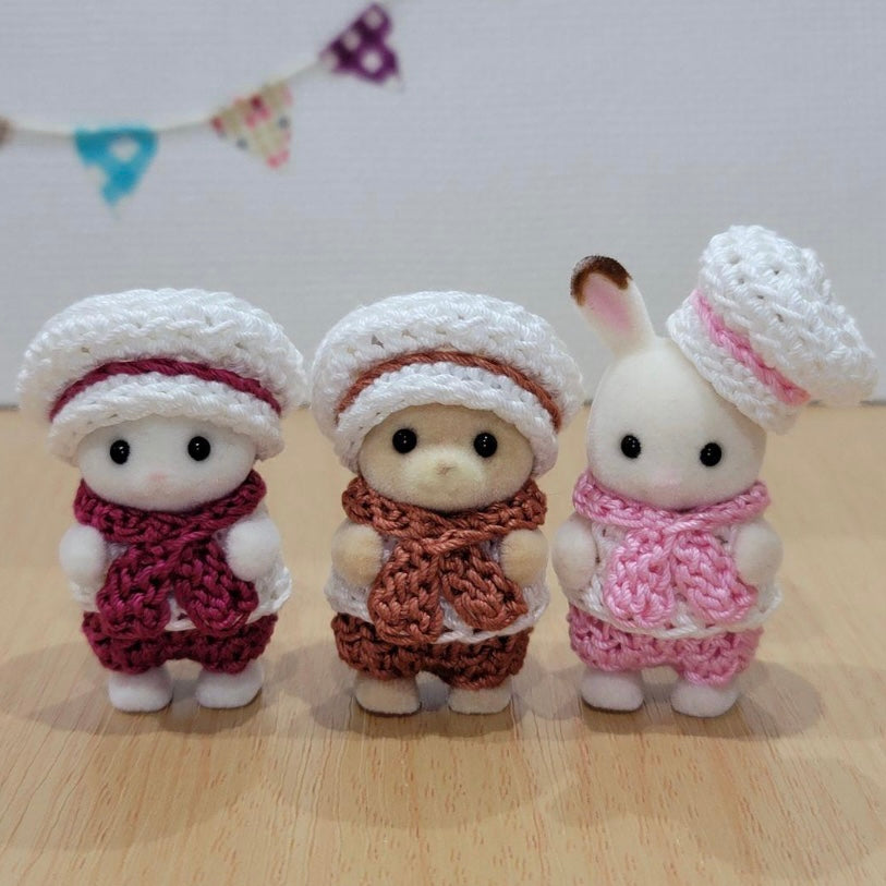 ENSEMBLE DE TENUE DE CHEF FAIT MAIN 3 PIÈCES POUR BÉBÉS Époque Japon Sylvanian Families