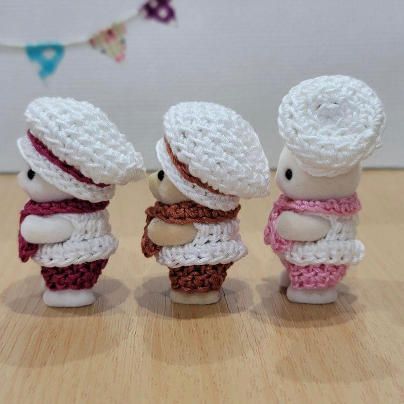 ENSEMBLE DE TENUE DE CHEF FAIT MAIN 3 PIÈCES POUR BÉBÉS Époque Japon Sylvanian Families