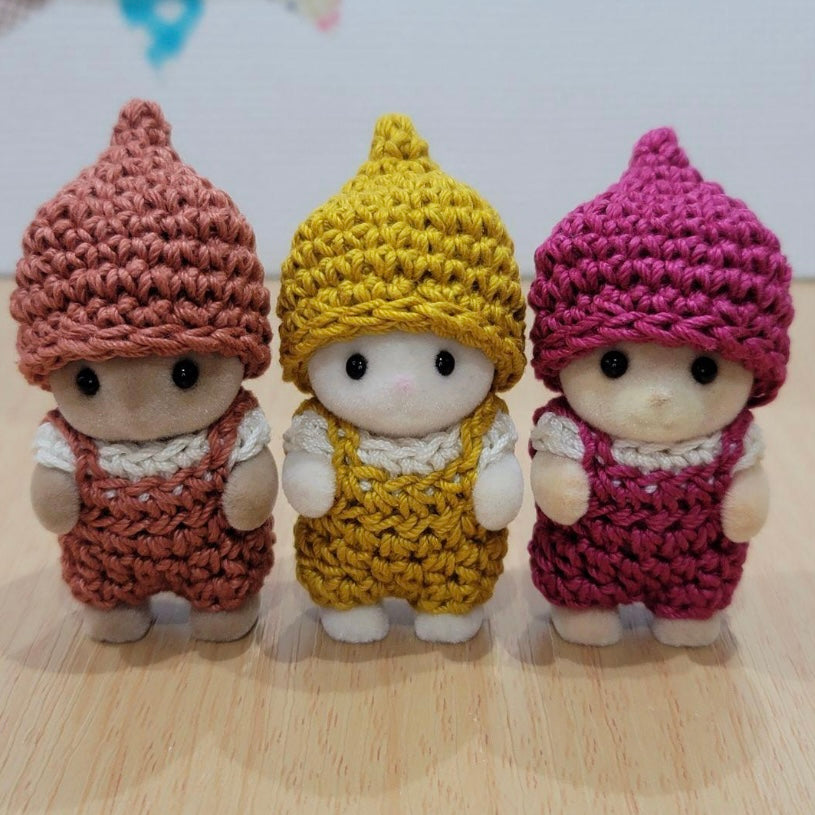 ENSEMBLE DE 3 BONNET ET COMBINAISON SLIME FAIT MAIN POUR BÉBÉS Familles Sylvanian Japon