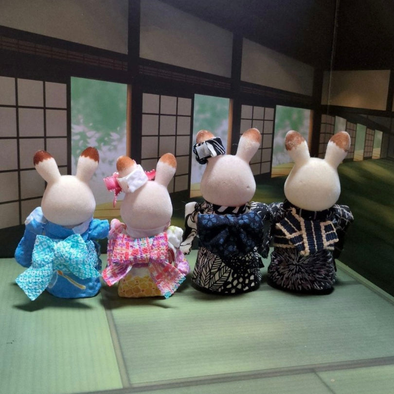 ENSEMBLE YUKATA FAIT MAIN POUR LA FAMILLE Calico Clitters Epoch Japan Sylvanian Families