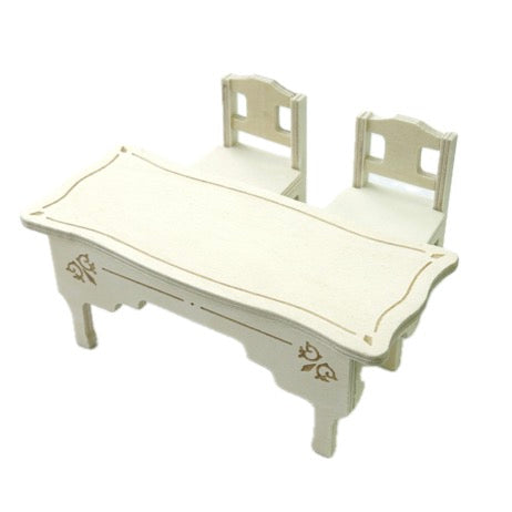 Wooden Miniature Table Set White Natural Kitchen