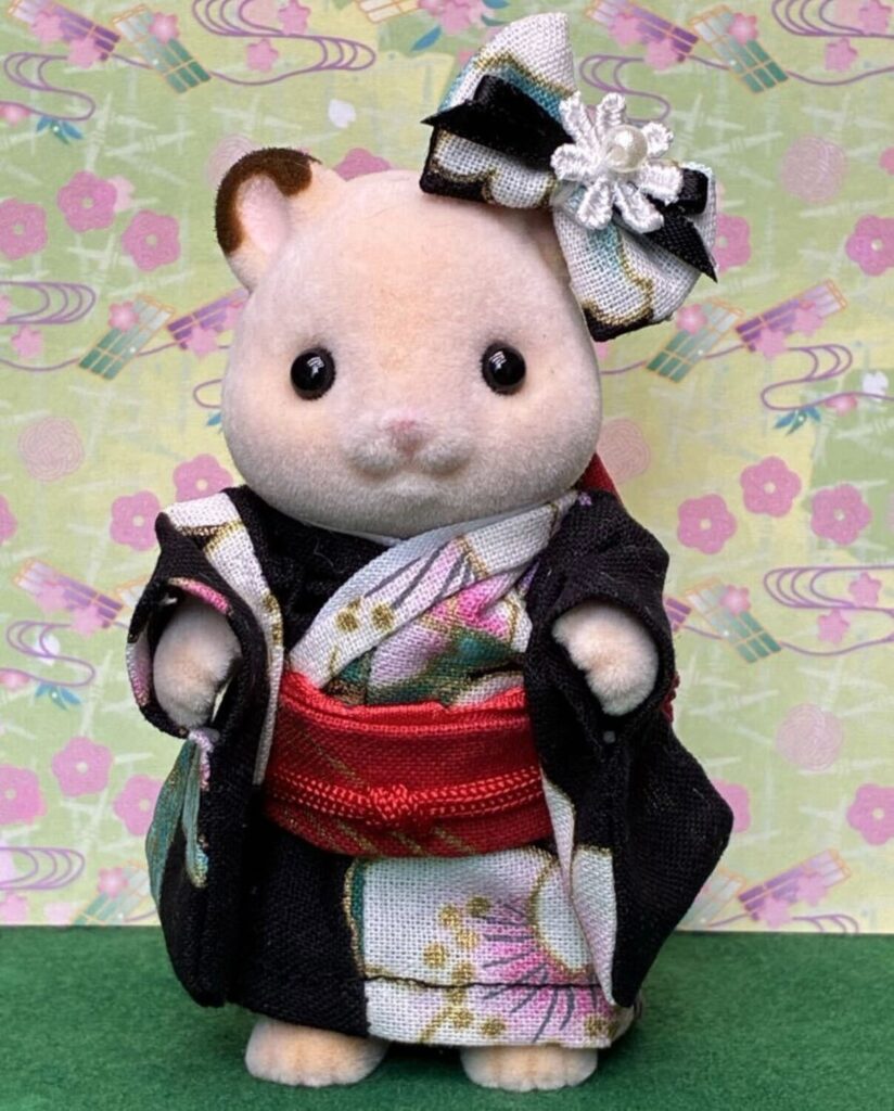 Kimono Sakura noir fait main pour maman