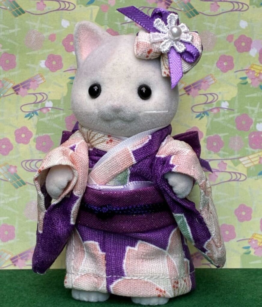 Kimono Sakura Violet Fait Main pour Maman