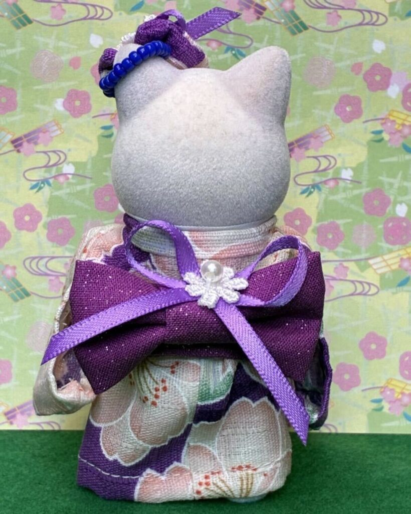 Kimono Sakura Violet Fait Main pour Maman