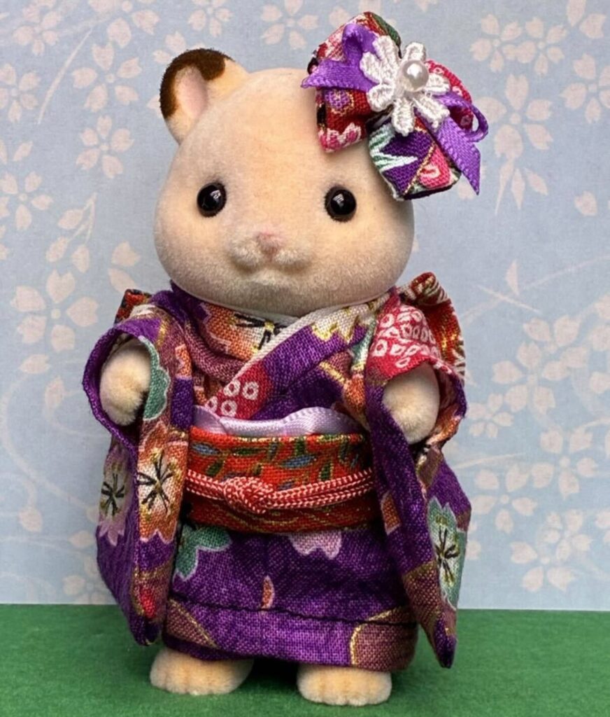 Kimono floral violet fait main pour maman