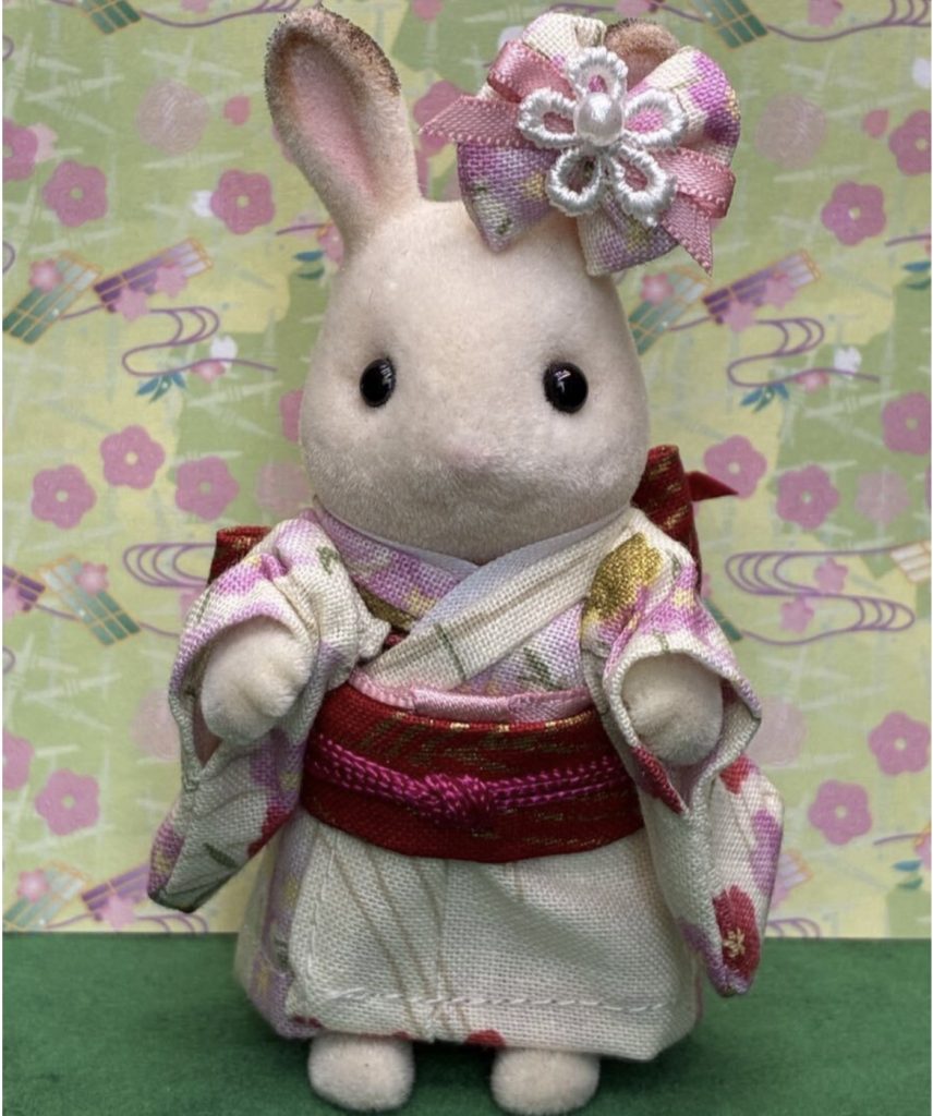 White Floral-Patterned Kimono for Big Sister Handmade